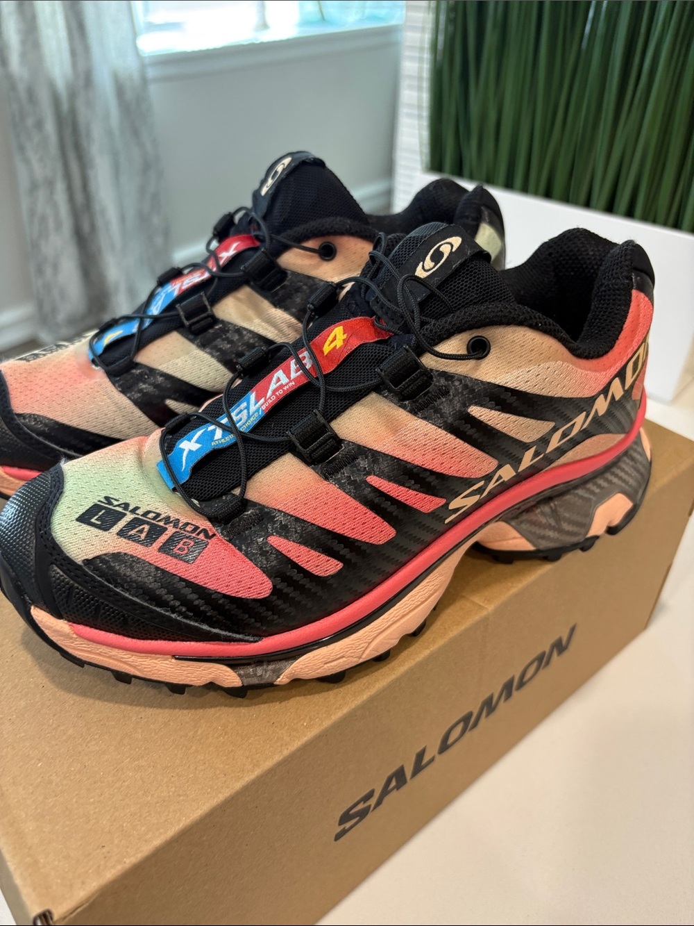 Salomon S/Lab Women's Trail Shoes in Coral, Black and Peach